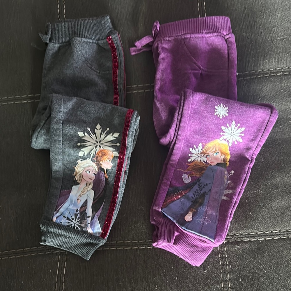 Disney Frozen Gray and Purple Sweatpants for Kids